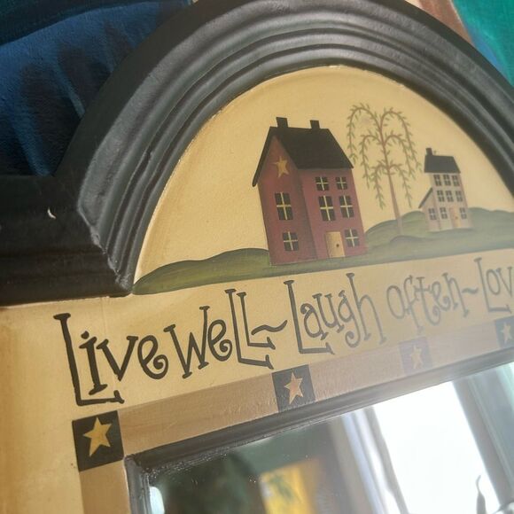 Vintage Charming Black and Tan Star Mirror w Inspirational Quotes - Picture 3 of 12